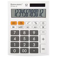 Калькулятор настольный BRAUBERG, 192x143 мм, 12 разрядов, двойное питание, белый