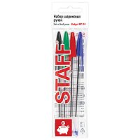 Ручки шариковые STAFF "Basic Budget BP-04", 4 цв., линия письма 0,5 мм