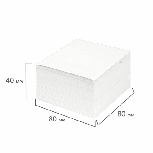 Блок для записей STAFF, непроклеенный, куб 8х8х4 см, белизна 90-92%, белый фото 4