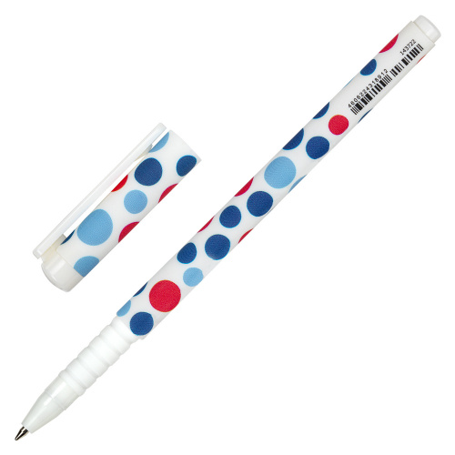 Ручка шариковая BRAUBERG SOFT TOUCH GRIP "DOTS", мягкое покрытие, ассорти, узел 0,7 мм, синяя фото 3