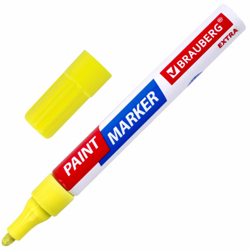 Маркер-краска лаковый BRAUBERG EXTRA (paint marker), 4 мм, желтый