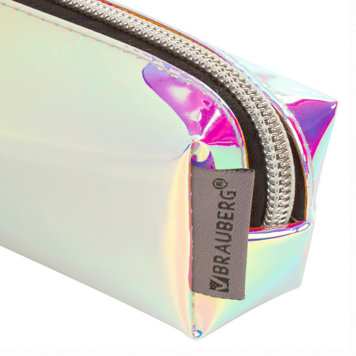 Пенал-косметичка BRAUBERG "Pearl", 21х5х5 см, прямоугольный, зеркальный, мягкий фото 2