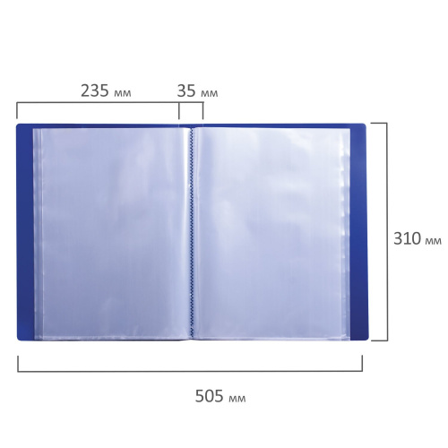 Папка BRAUBERG, 100 вкладышей,  09 мм, стандарт, синяя фото 2