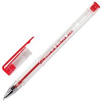 Ручка гелевая STAFF "Basic", красная, корпус прозрачный, хромированные детали, линия письма 0,35 мм