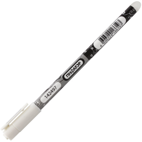 Ручка стираемая гелевая ПИФАГОР, корпус двухцветный, линия письма 0,35 мм, черная фото 5