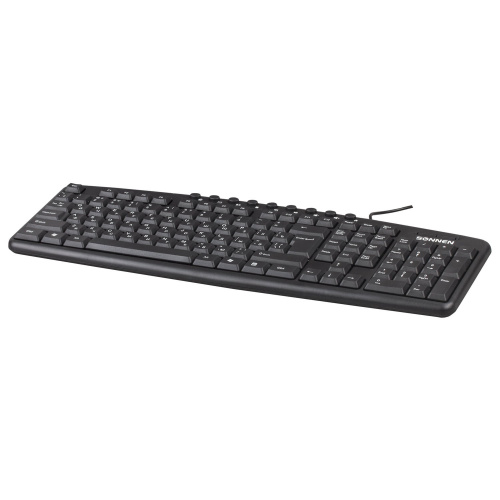 Клавиатура проводная SONNEN KB-8137, USB, 104 клавиши, 12 дополнительных, мультимедийная, черная фото 3