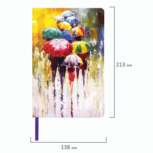 Ежедневник недатированный А5 (138х213 мм), BRAUBERG VISTA, под кожу, 136 л., "Watercolour rain" фото 9