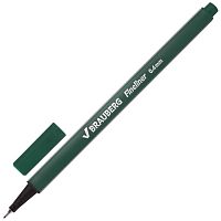 Ручка капиллярная (линер) BRAUBERG "Aero", трехгранная, линия письма 0,4 мм, темно-зеленая