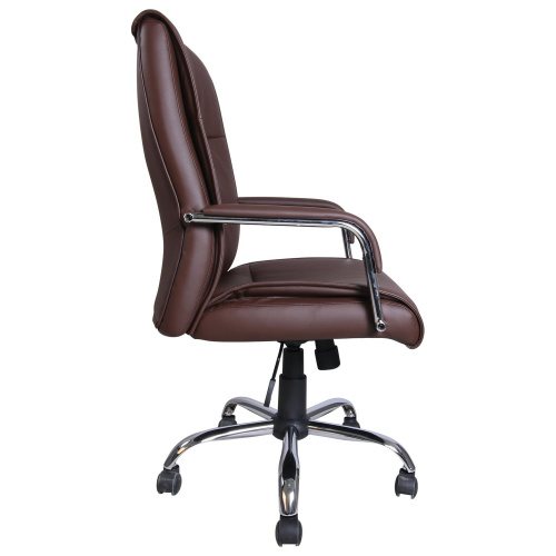 Кресло офисное BRABIX "Space EX-508", экокожа, хром, коричневое фото 7