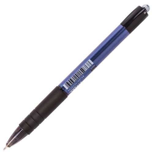 Ручка шариковая масляная автоматическая с грипом BRAUBERG "Trace", линия письма 0,35 мм, синяя фото 8