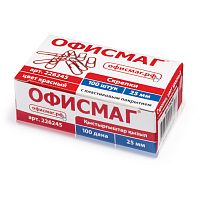 Скрепки ОФИСМАГ, 25 мм, 100 шт., в картонной коробке, красные