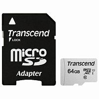 Карта памяти TRANSCEND UHS-I U1, 95 Мб/сек, адаптер, microSDHC 64 GB