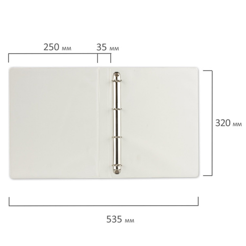 Папка на 4 кольцах BRAUBERG, с передним прозрачным карманом, 35 мм, картон/ПВХ, белая, до 180 листов фото 4