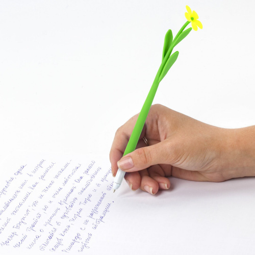 Ручка фигурная шариковая ЮНЛАНДИЯ "Цветочек", ассорти, пишущий узел 0,7 мм, синяя фото 4