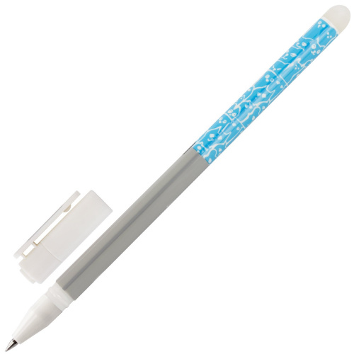 Ручка стираемая гелевая ПИФАГОР, корпус двухцветный, линия письма 0,35 мм, синяя фото 2