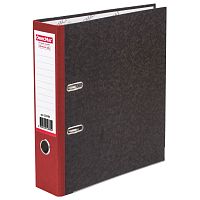 Папка-регистратор ОФИСМАГ, фактура стандарт, с мраморным покрытием, 75 мм, красный корешок