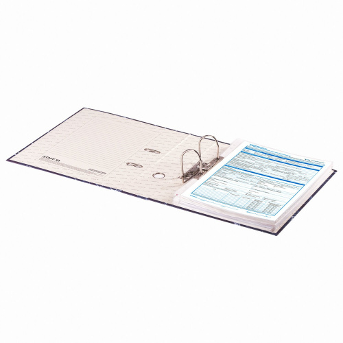 Папка-регистратор STAFF, с мраморным покрытием, 70 мм, без уголка, синяя фото 6