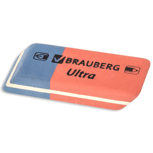 Ластик BRAUBERG "Ultra", 42х14х8 мм, красно-синий, натуральный каучук фото 2