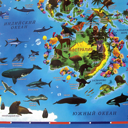 Карта мира ЮНЛАНДИЯ "Животный и растительный мир", 101х69 см, интерактивная, в тубусе фото 2
