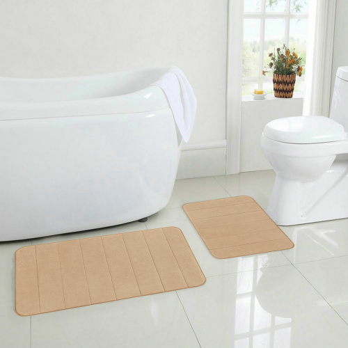 Комплект ковриков MEMORY EFFECT для ванной 50х80 см и туалета 40х60 см бежевый LAIMA HOME, 608447 фото 3