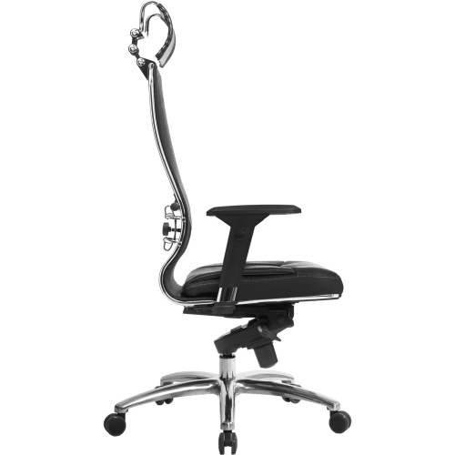 Кресло офисное МЕТТА "SAMURAI" SL-3.04, с подголовником, сверхпрочная ткань-сетка/кожа, черное фото 6