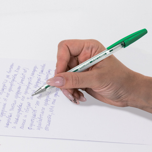 Ручка шариковая BRAUBERG "M-500 CLASSIC", корпус прозрачный, линия письма 0,35 мм, зеленая фото 8