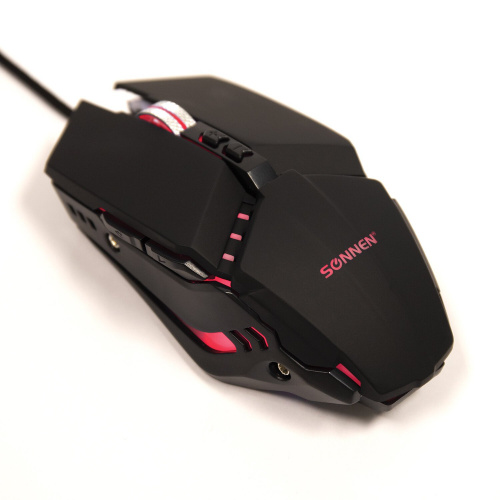 Мышь проводная игровая SONNEN Z5, металл/пластик, 7 кнопок, 800-3200 dpi, LED-подсветка, черная фото 6