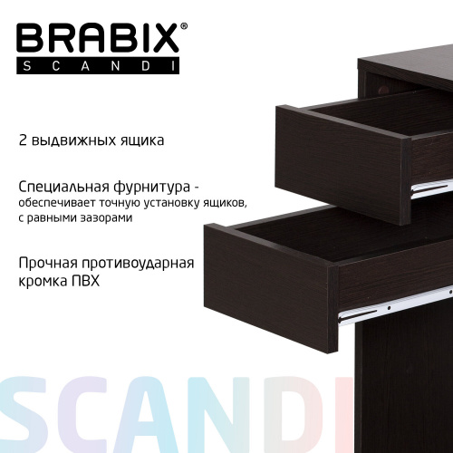 Стол письменный/компьютерный BRABIX "Scandi CD-017", 900х450х750 мм, 2 ящика, венге, 641896, ЦБ013706-3 фото 8