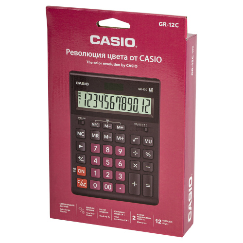 Калькулятор настольный CASIO, 210х155 мм, 12 разрядов, двойное питание, бордовый фото 4