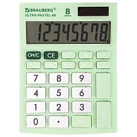 Калькулятор настольный BRAUBERG, 154x115 мм, 8 разрядов, двойное питание, мятный
