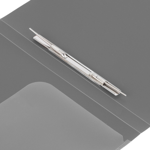 Папка с металлическим скоросшивателем и внутренним карманом BRAUBERG, серебристая, до 100 л, 0,6 мм фото 2