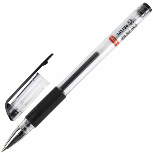 Ручка гелевая с грипом BRAUBERG "Number One", узел 0,5 мм, линия письма 0,35 мм, черная фото 9