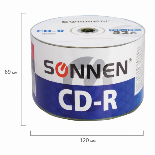 Диски CD-R SONNEN, 700 Mb, 52x Bulk, 50 шт. фото 8
