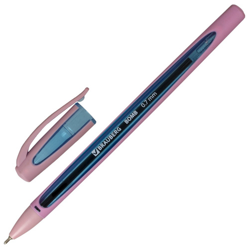 Ручка шариковая масляная BRAUBERG "BOMB GT Pastel", корпус ассорти, линия письма 0,35 мм, синяя фото 2