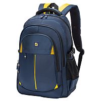 Рюкзак BRAUBERG TITANIUM, 45х28х18см, универсальный, синий, желтые вставки