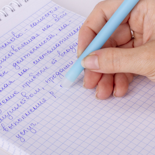 Ручка стираемая гелевая ЮНЛАНДИЯ "Лимонад", прорезиненный корпус, линия письма 0,35 мм, синяя фото 3