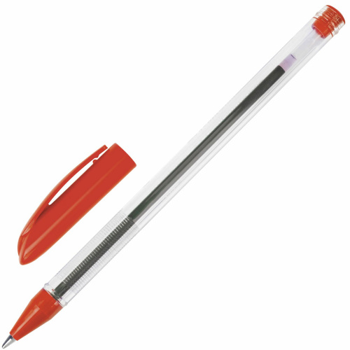 Ручка шариковая масляная BRAUBERG "Rite-Oil", корпус прозрачный, линия письма 0,35 мм, красная фото 10