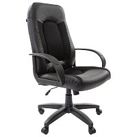Кресло офисное BRABIX "Strike EX-525", экокожа черная, ткань черная
