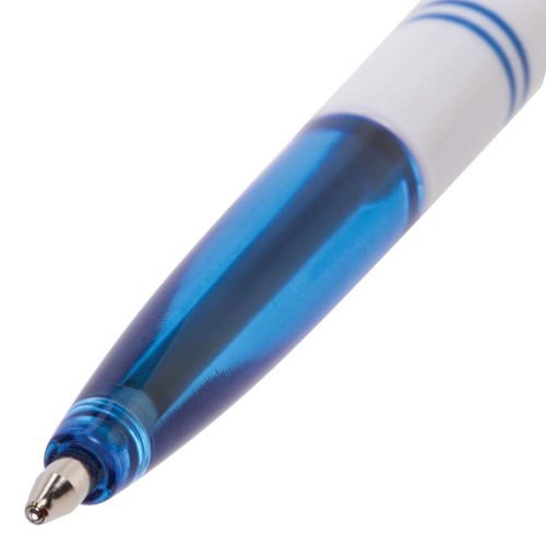 Ручка шариковая BRAUBERG "Офисная", корпус белый, узел 1 мм, линия письма 0,5 мм, синяя фото 5