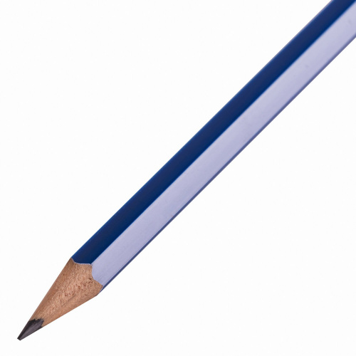 Набор карандашей чернографитных BRAUBERG "GX-100", 12 шт., HB, с ластиком, корпус синий фото 2