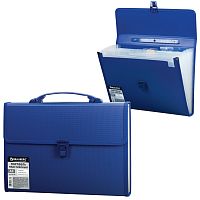 Папка-портфель пластиковая BRAUBERG, А4, 13 отделений, синяя