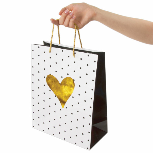 Пакет подарочный ЗОЛОТАЯ СКАЗКА "Золотое сердце", 26x12,7x32,4 см, ламинированный фото 4