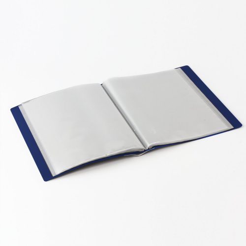 Папка BRAUBERG, 80 вкладышей,  09 мм, стандарт, синяя фото 2