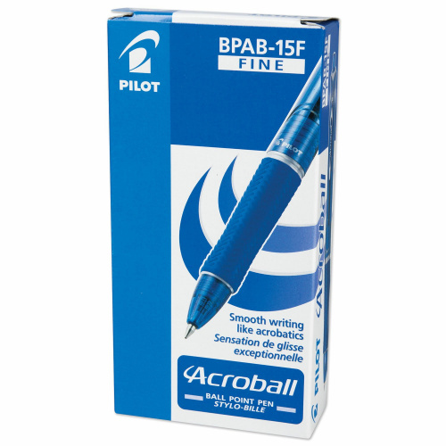 Ручка шариковая автоматическая с грипом PILOT "Acroball", корпус тонированный, синяя фото 4