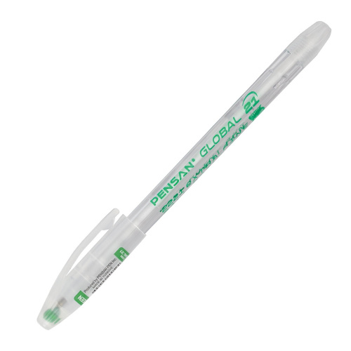 Ручка шариковая масляная PENSAN "Global-21", корпус прозрачный, линия письма 0,3 мм, зеленая фото 8