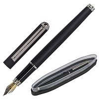 Ручка подарочная перьевая BRAUBERG "Larghetto", корпус черный, линия письма 0,25 мм, синяя