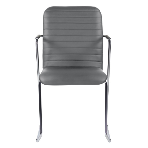 Кресло для приемных и переговорных BRABIX "Visit CF-101", хром, экокожа, темно-серое фото 6