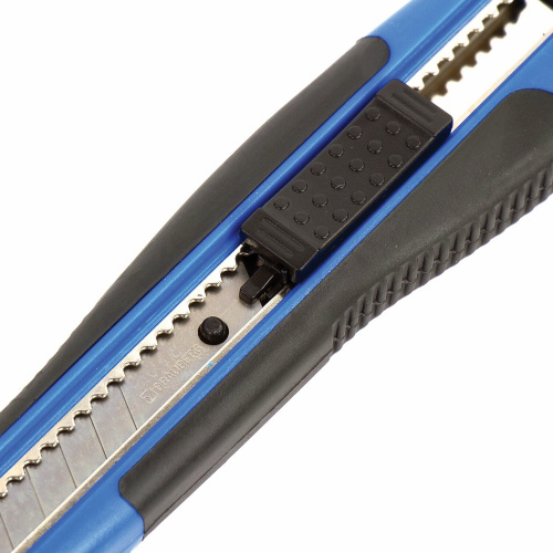 Нож канцелярский BRAUBERG "Universal", 9 мм, автофиксатор, цвет ассорти, резиновые вставки фото 6