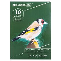 Альбом для пастели BRAUBERG, 10 л., 207x297 мм, картон зеленый тонированный