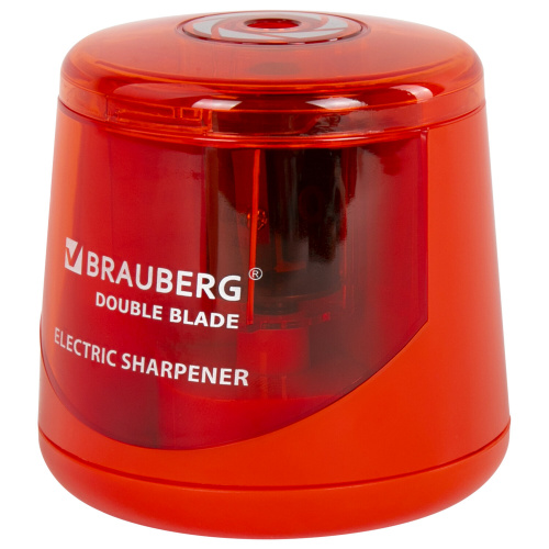 Точилка электрическая BRAUBERG DOUBLE BLADE RED, двойное лезвие, питание от 2 батареек АА, 271338 фото 9